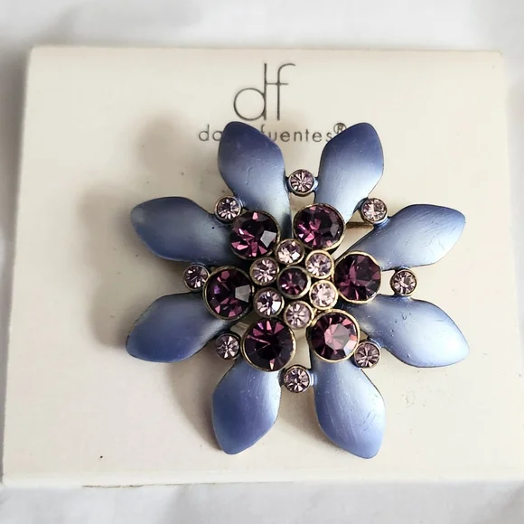 Elegant Blue and Purple Floral Brooch Elegant Violet Floral Beaded Brooch Fine Jewelry, Hand  main image 3